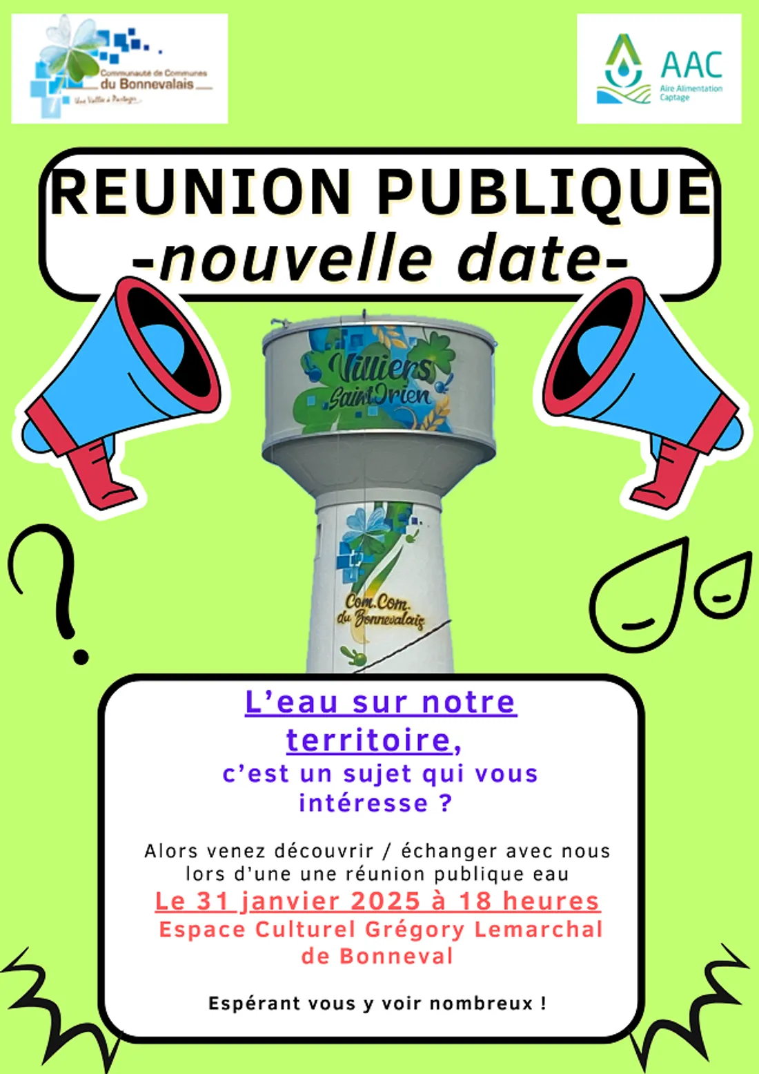 BONNEVAL - Réunion publique : l'eau sur notre territoire