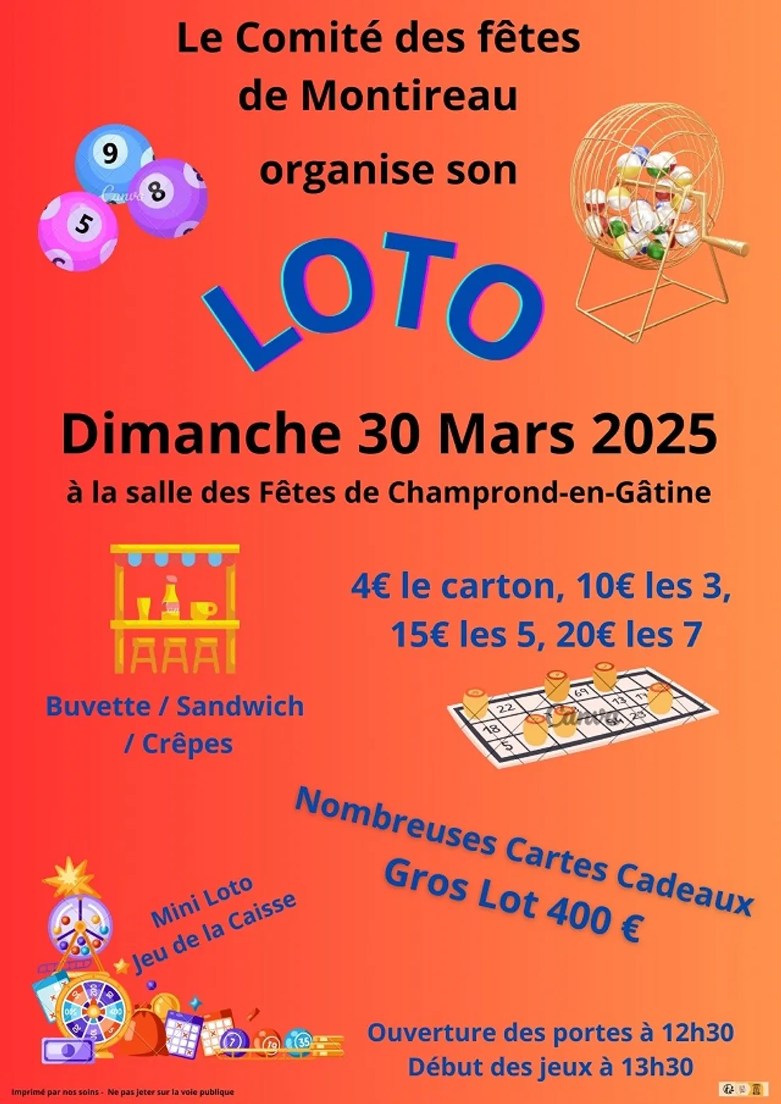 CHAMPROND-EN-GÂTINE - Loto du comité des fêtes de Montireau
