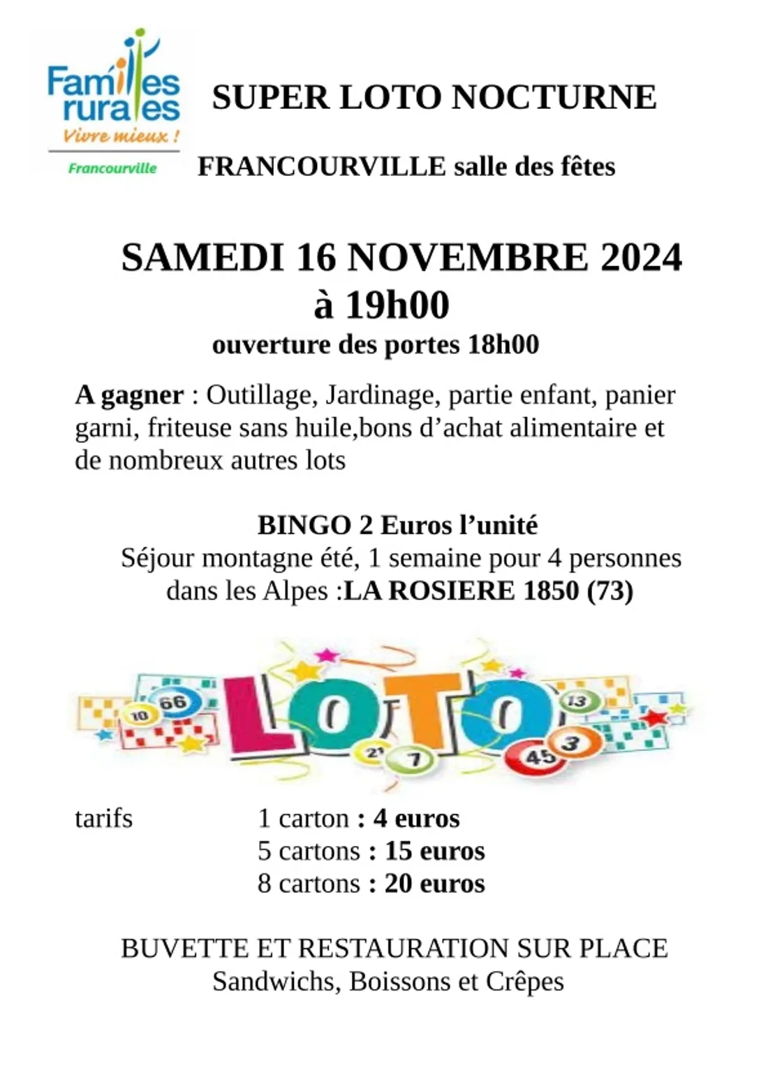 FRANCOURVILLE - Loto des Familles Rurales