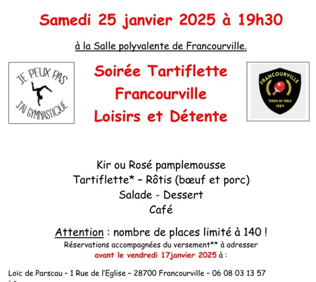 FRANCOURVILLE - Soirée tartiflette de Loisirs et Détente