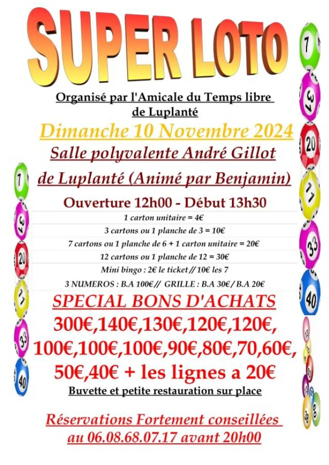 LUPLANTÉ - Loto de l'Amicale du Temps Libre