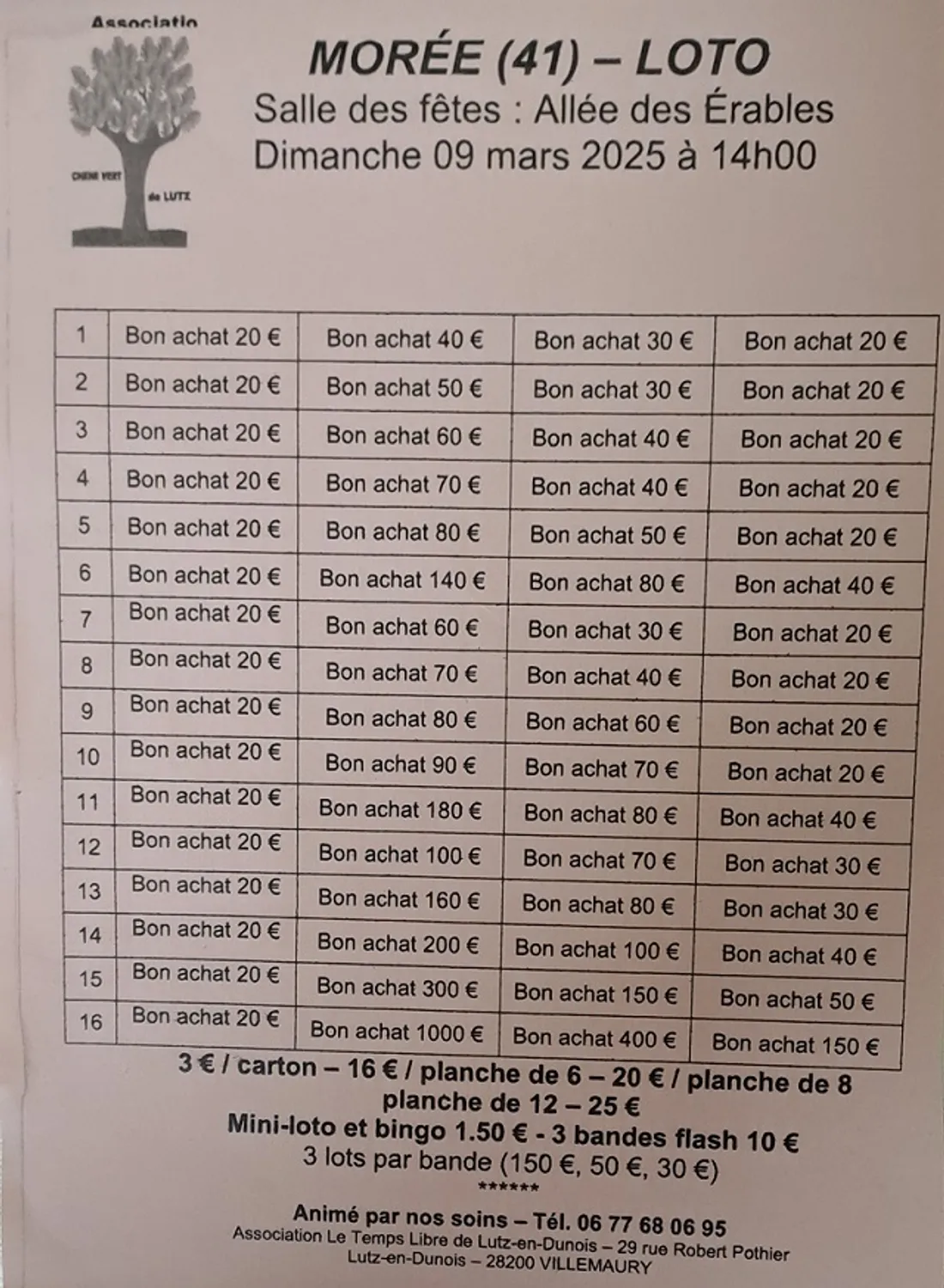 MORÉE (41) - Loto de Chêne Vert de Lutz