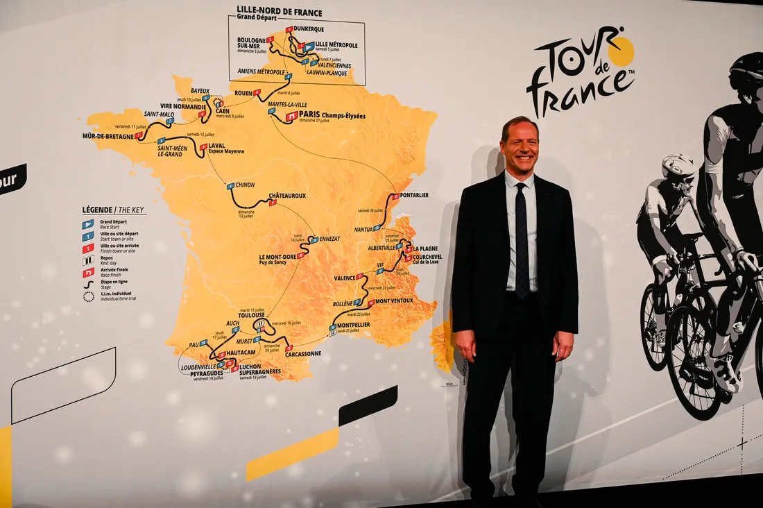 Christian Prudhomme, directeur du Tour de France, lors de la présentation officielle, le 29-10-24