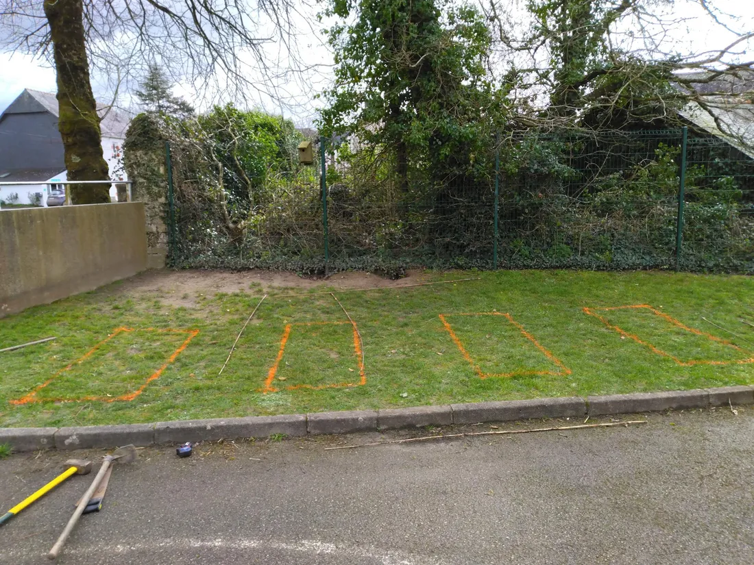 Les 4 potagers qui vont être construits pour les enfants.