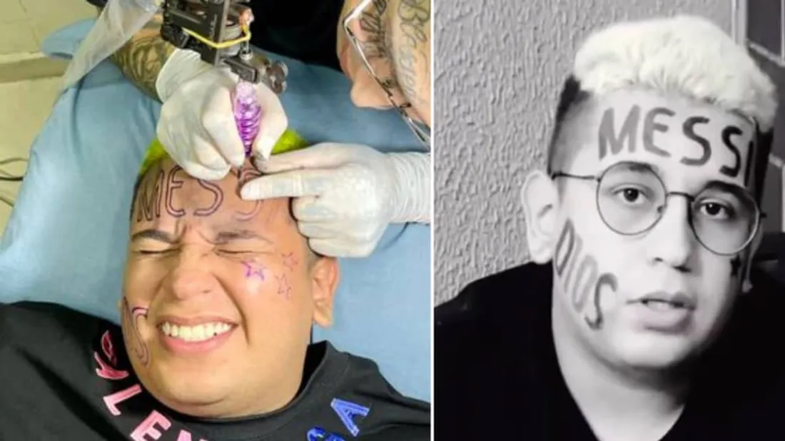 Il se fait tatouer 'MESSI' sur le front ! 