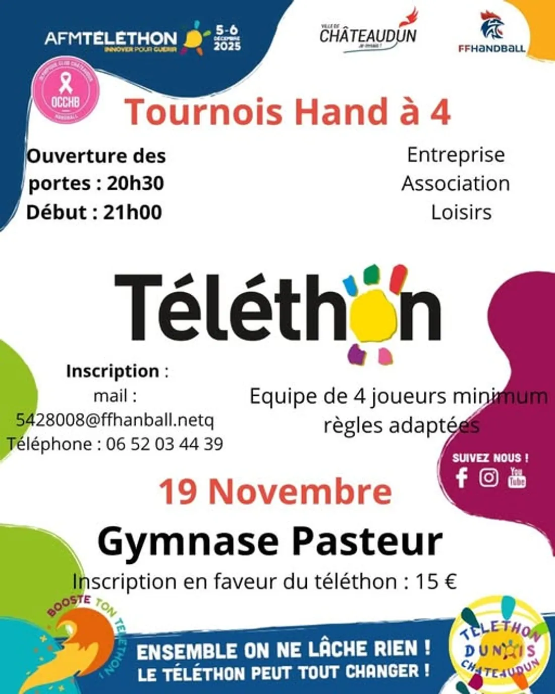 CHÂTEAUDUN – Tournois Hand à 4 au profit du Téléthon
