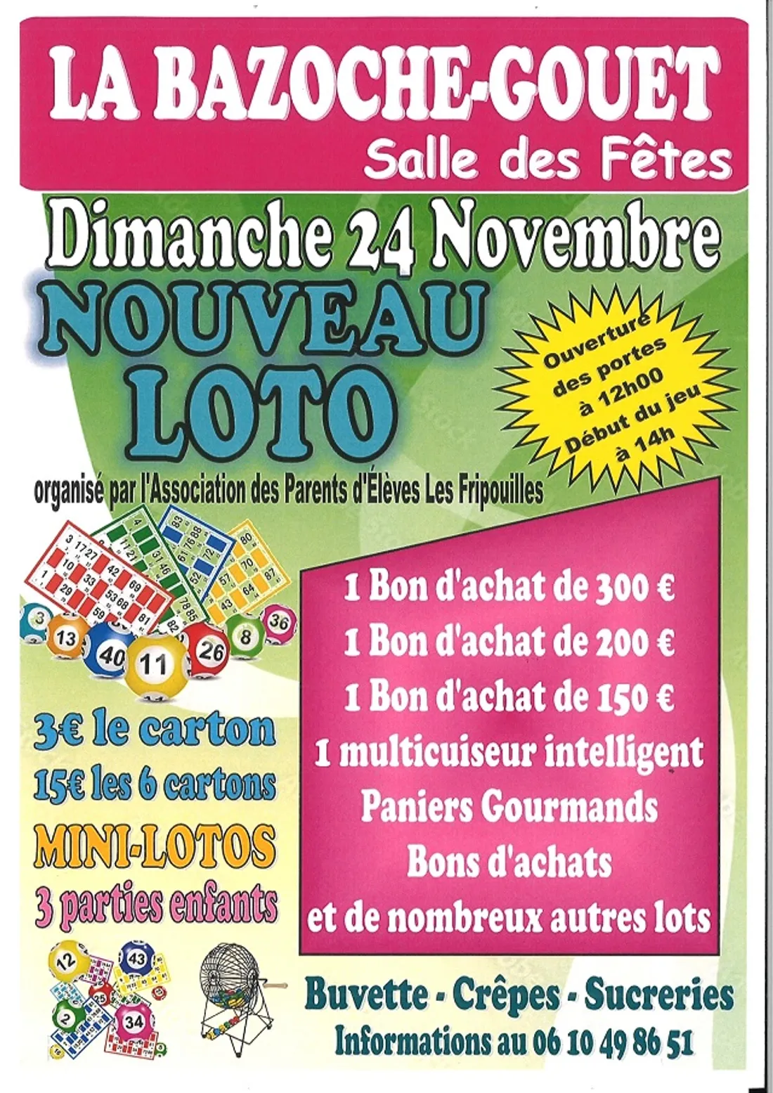 LA BAZOCHE-GOUËT - Loto de l'APE Les Fripouilles
