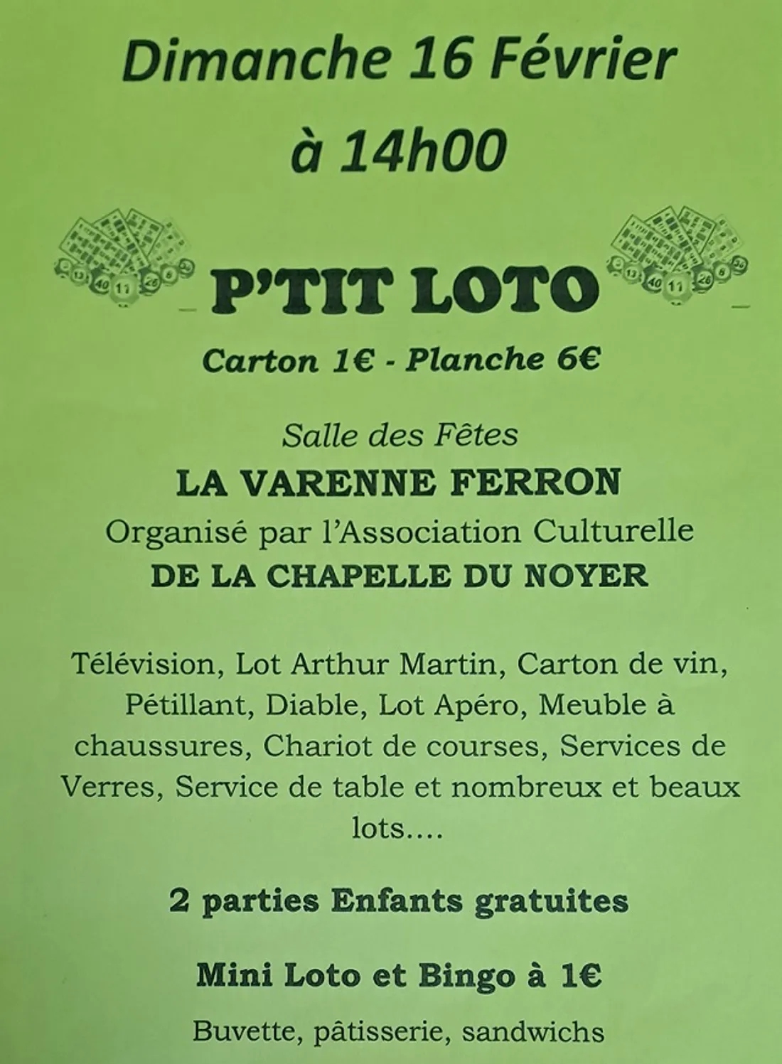 LA CHAPELLE-DU-NOYER - P'tit loto de l'association culturelle