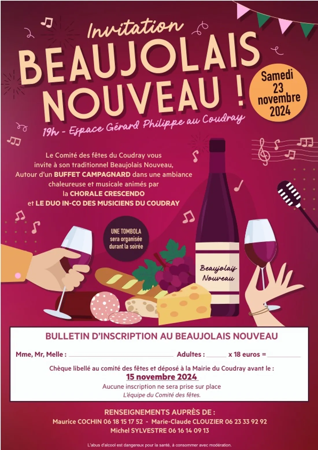 LE COUDRAY - Soirée Beaujolais nouveau du comité des fêtes