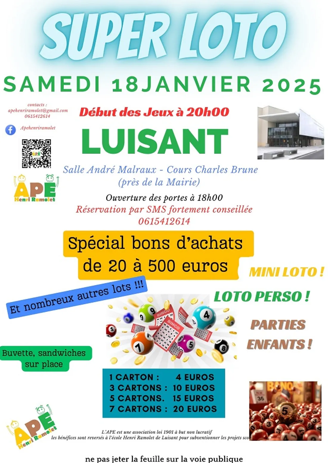 LUISANT - Super loto de l'APE Henri Ramolet