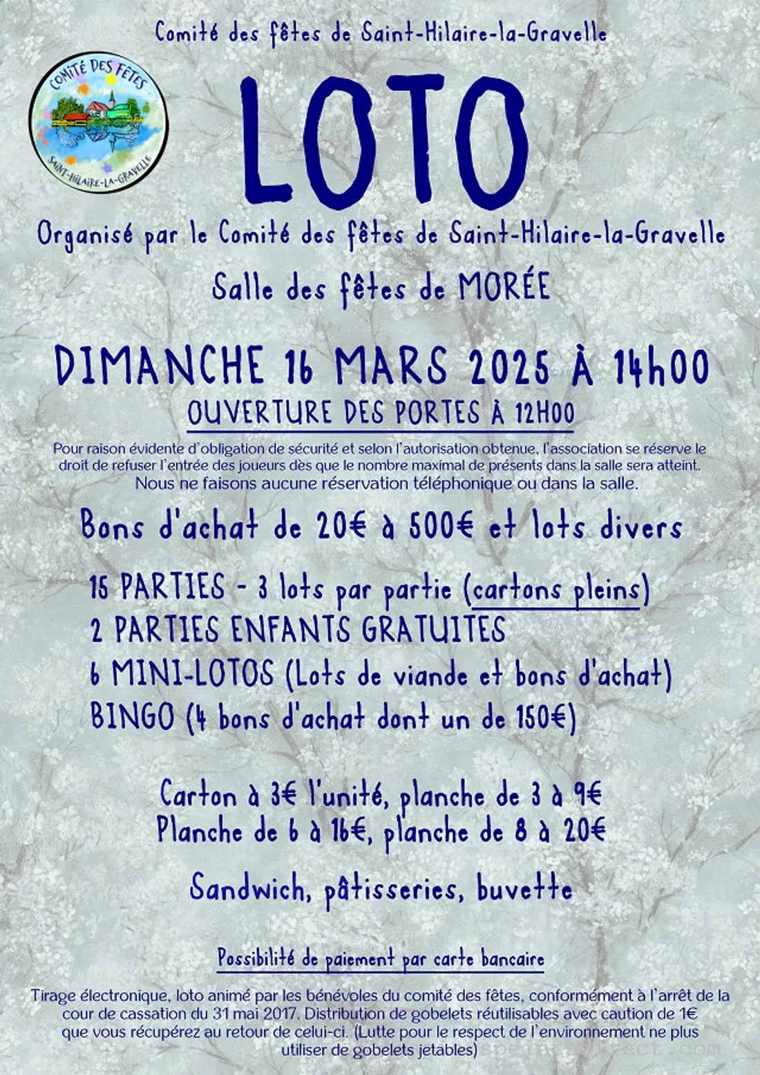 MORÉE (41) - Loto du comité des fêtes de Saint-Hilaire-la-Gravelle