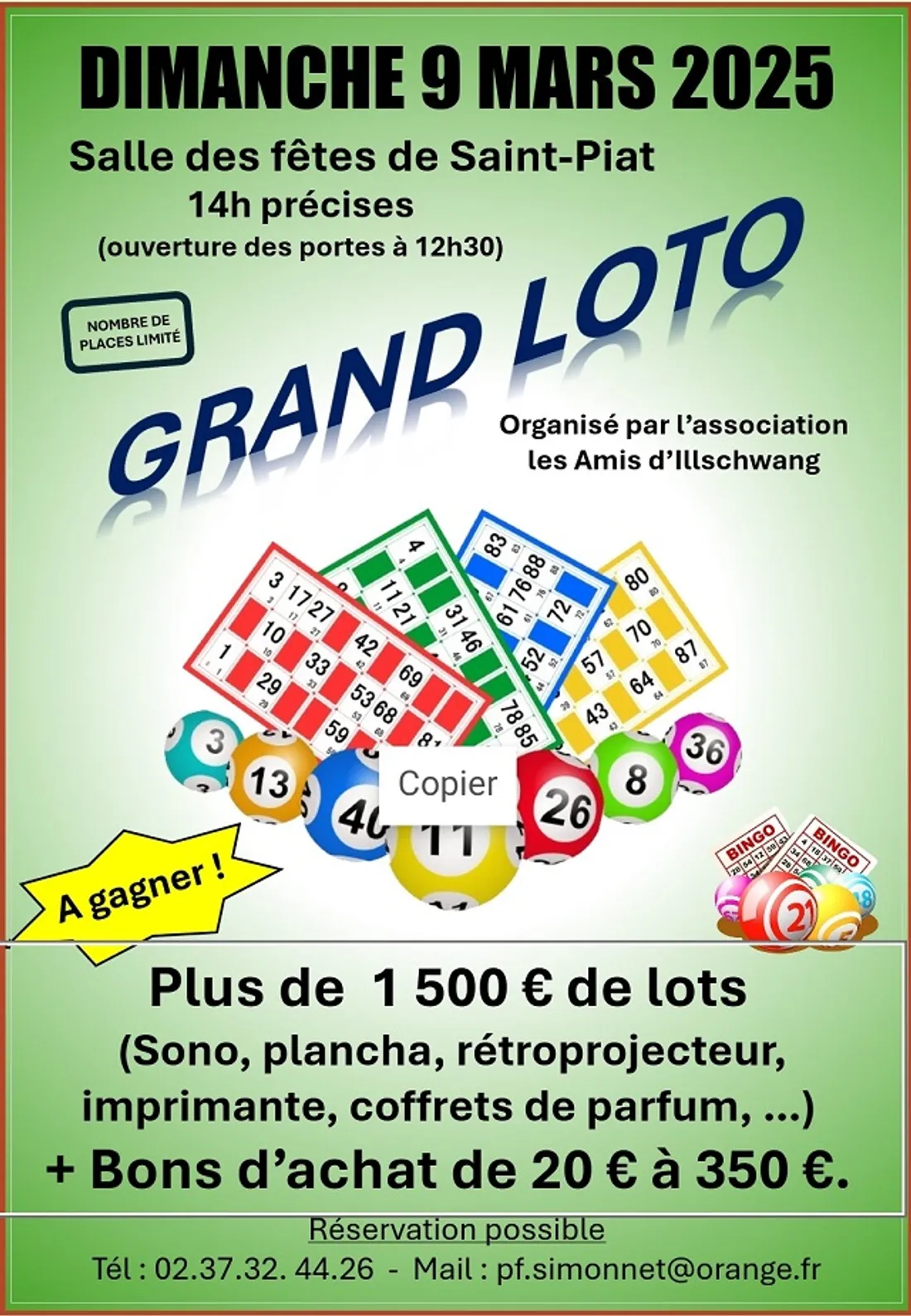 SAINT-PIAT - Loto des Amis d'Illschwang