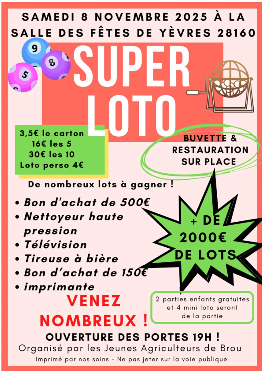 YÈVRES - Loto des Jeunes agriculteurs