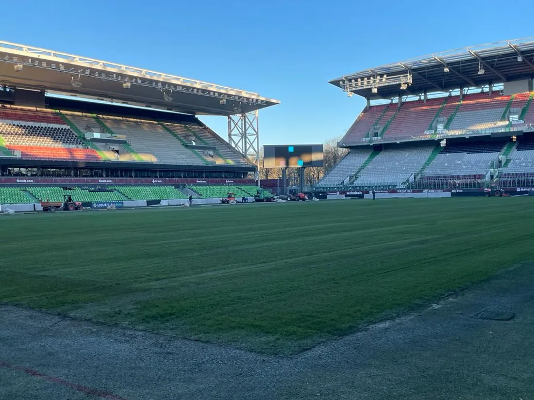 La nouvelle pelouse du Stade Saint-Symphorien