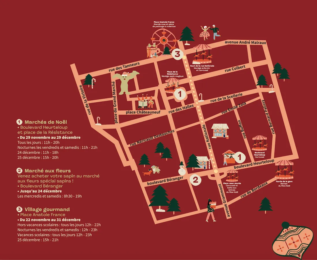 Le plan des festivités de fin d'année à Tours.