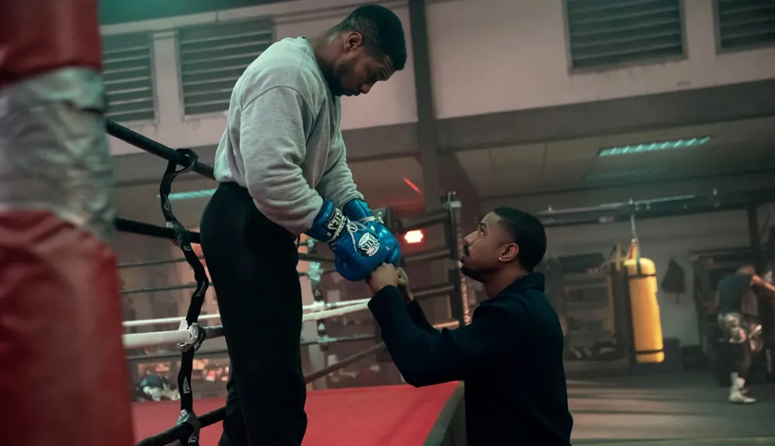 Jonathan Majors et Michael B. Jordan dans "Creed III".