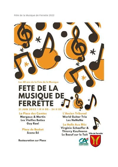 fête de la musique à Ferrette mardi 21 juin prochain