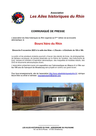 Bourse aéronautique le 5 novembre à Entzheim