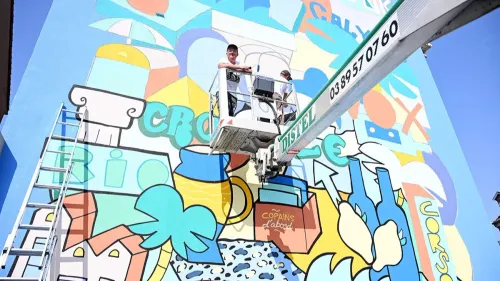 Une fresque de Fernand Kayser dans la rue de Bâle à Mulhouse