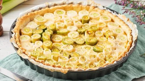 Tarte aux poireaux en roses