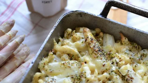 Gratin de spaetzle et asperges blanches d’Alsace