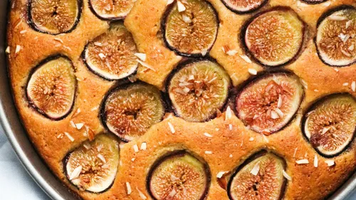 Gâteau au fromage blanc, figue, coco