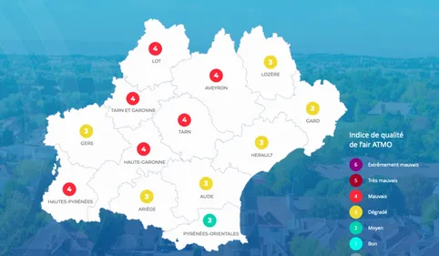 La qualité de l'air jugée "mauvaise" dans la majeure partie de...