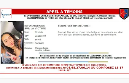 Aude. Après l'appel à témoins lancé pour retrouver Salomé, la...