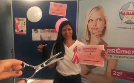 Couper ses cheveux lors d'Octobre Rose