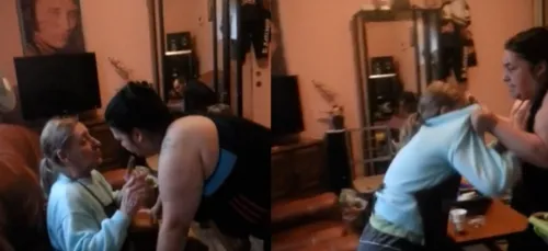 La vidéo qui choque: une belle-mère vielle et vulnérable, giflée et...