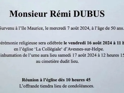 Avesnes-sur-Helpe : le décès de Rémi Dubus, ancien directeur des...