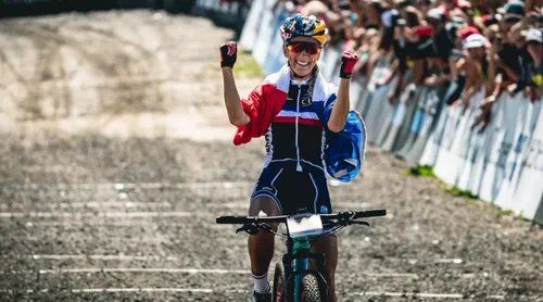 Pauline Ferrand-Prévot en compétition à Troyes.
