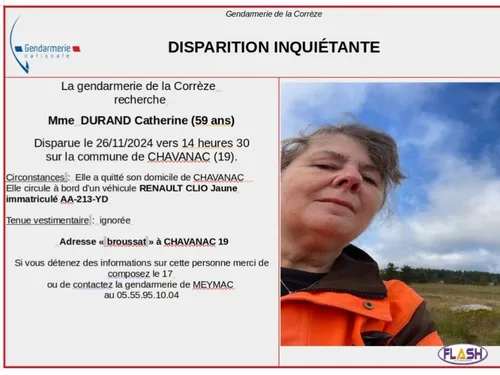 Corrèze : Une femme de 59 ans disparue à Chavanac 