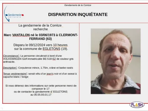 Corrèze : Nouvelle disparition inquiétante d'un homme de 51 ans