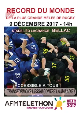Record du monde de la plus grande mêlée de rugby à Bellac