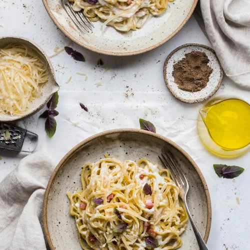 Pâtes carbonara et morilles