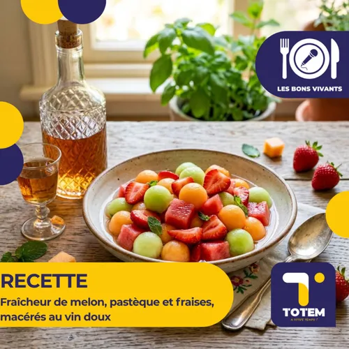 RECETTE - Fraîcheur de melon, pastèque et fraises,  macérés au vin...