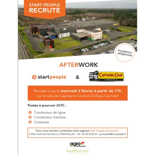 Start People Quimperlé organise un recrutement pour Capitaine Cook
