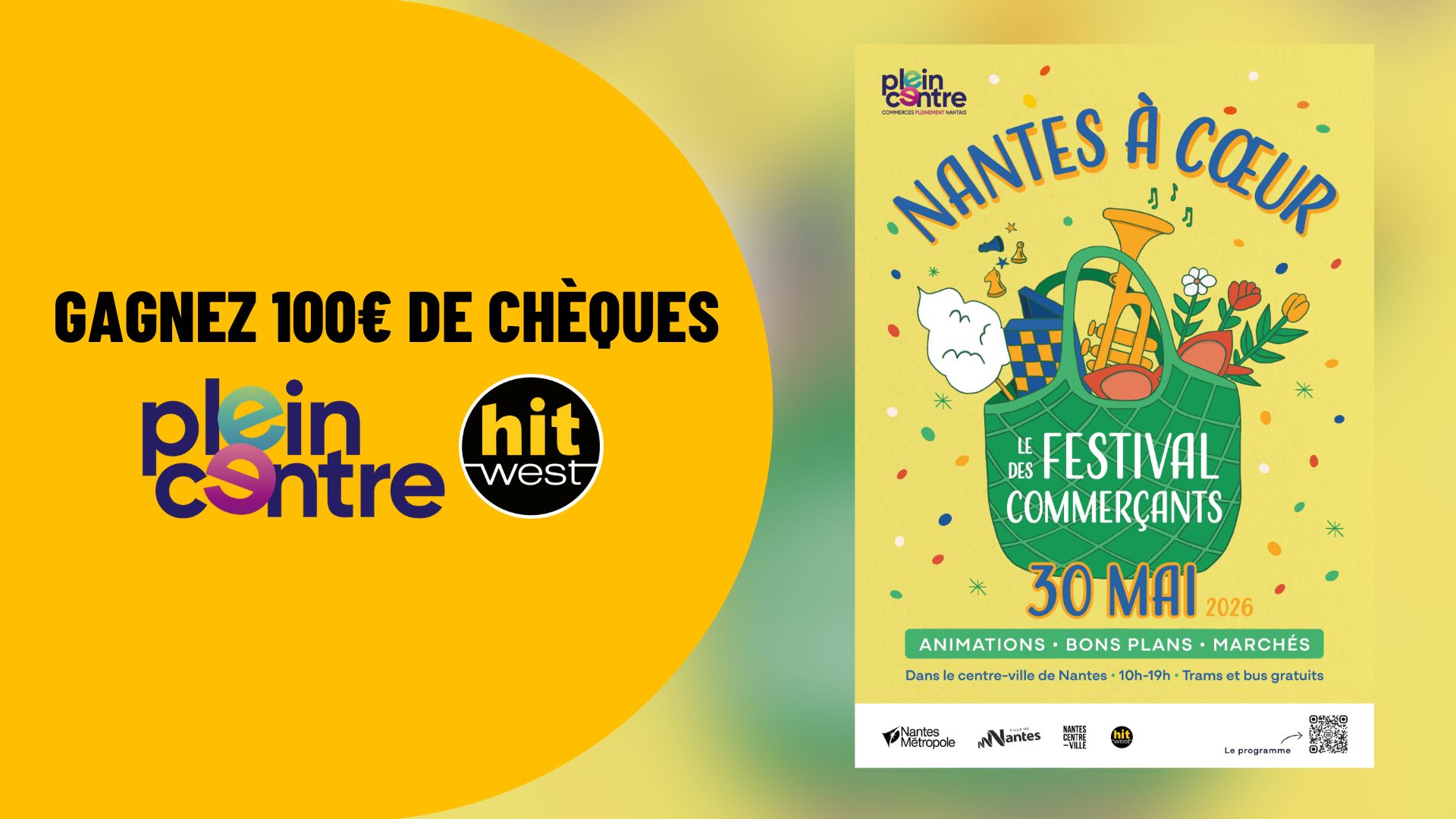 Gagnez 100€ de chèques cadeaux à dépenser dans le centre-ville de Nantes avec Hit West