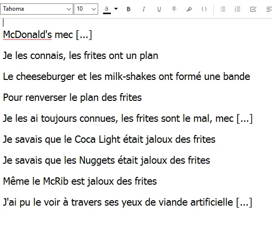 poème kanye West Frites