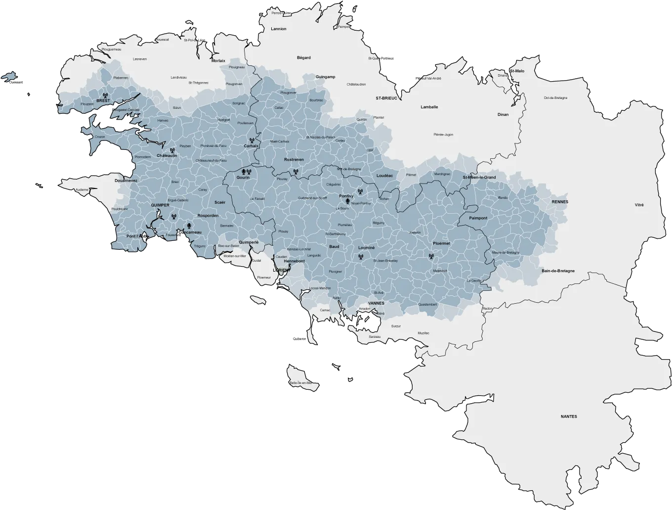 Carte du r&eacute;seau RMN la Bretagne en Musique