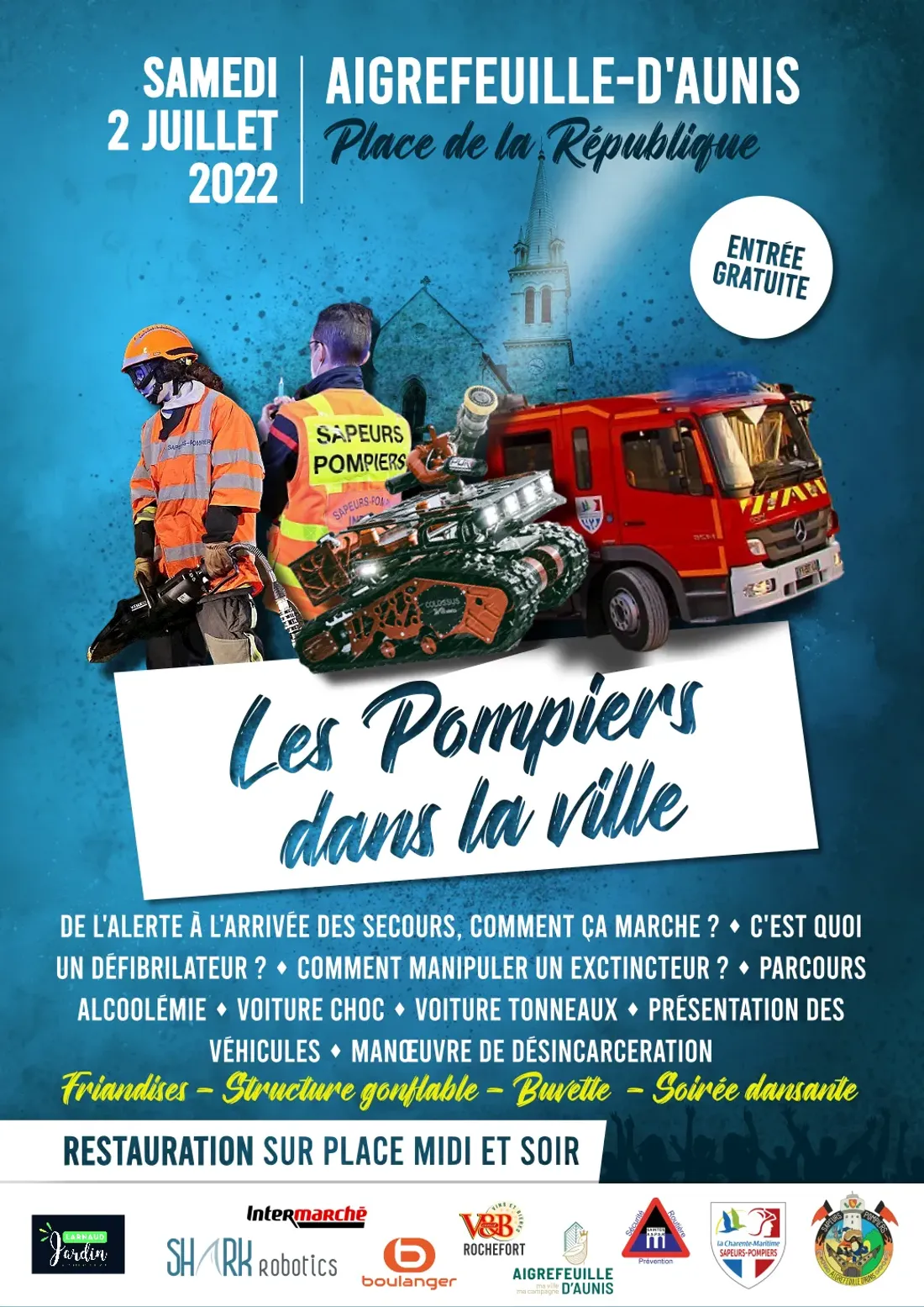 Les pompiers dans la ville à Aigrefeuille-d'Aunis - Affiche