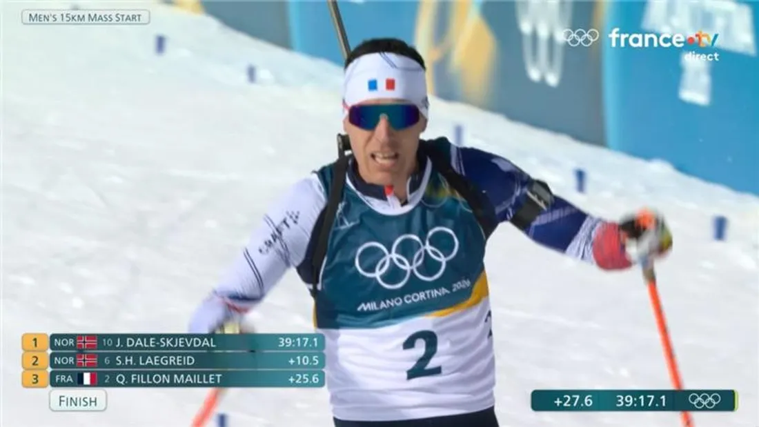 Quentin Fillon Maillet devient l'athlète français le plus médaillé de l'histoire des JO.