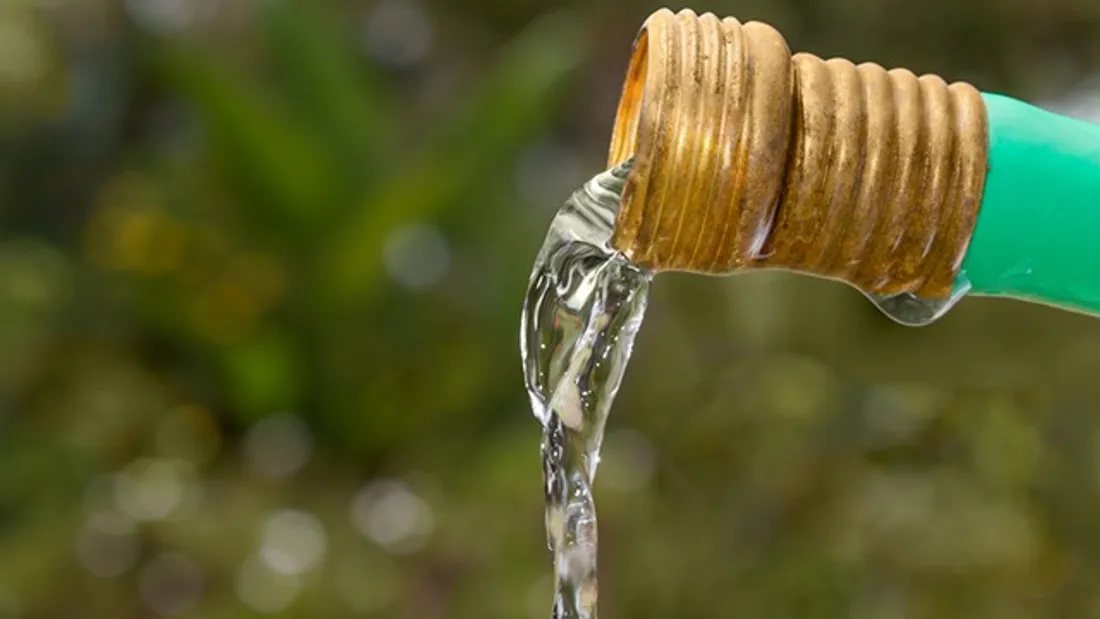 L'eau sortant d'un tuyau d'arrosage