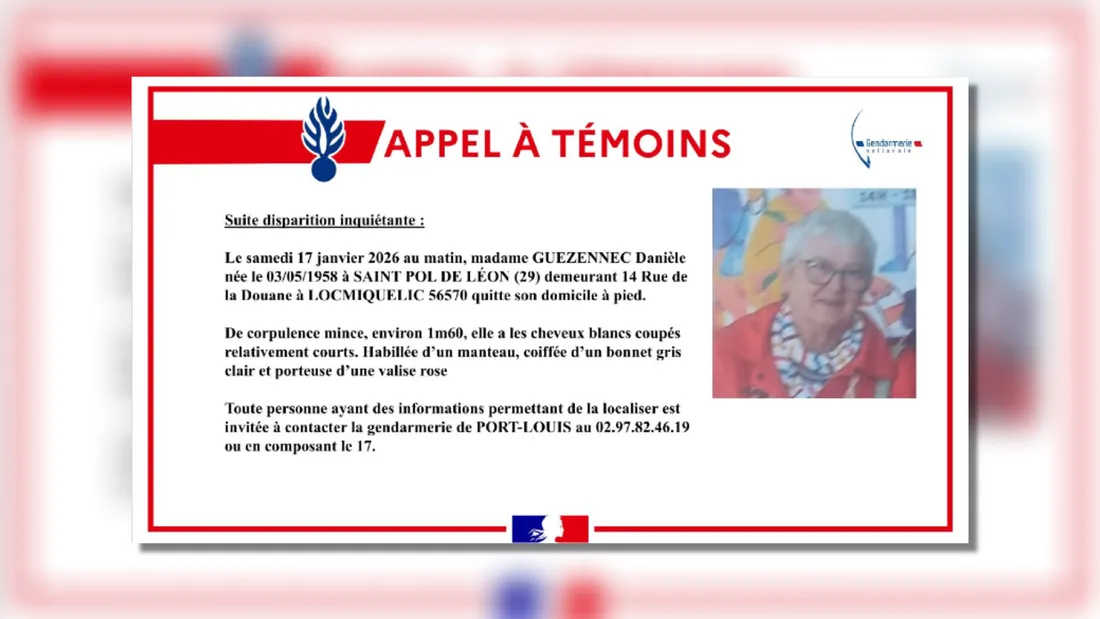 Disparition inquiétante, appel à témoins
