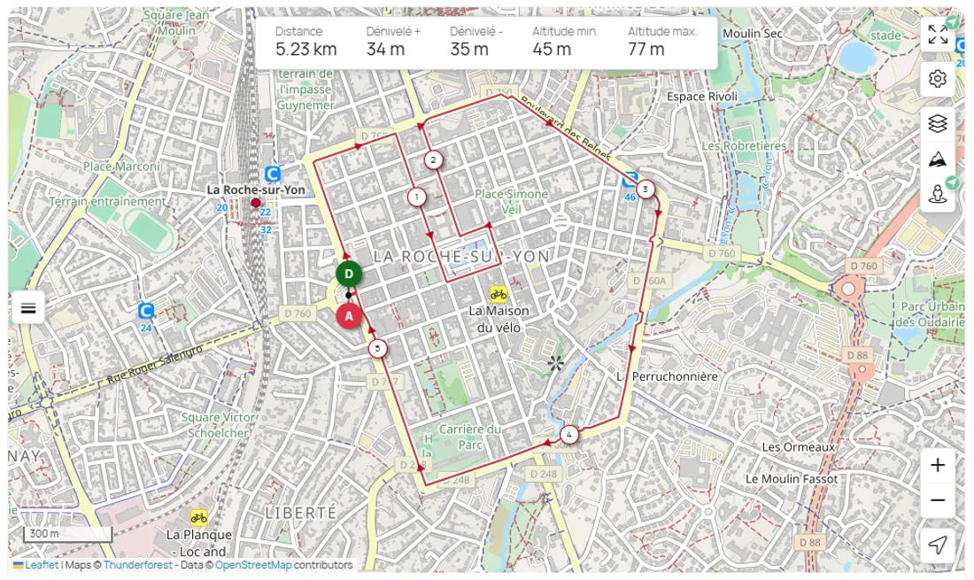 Carte du parcours de La Joséphine