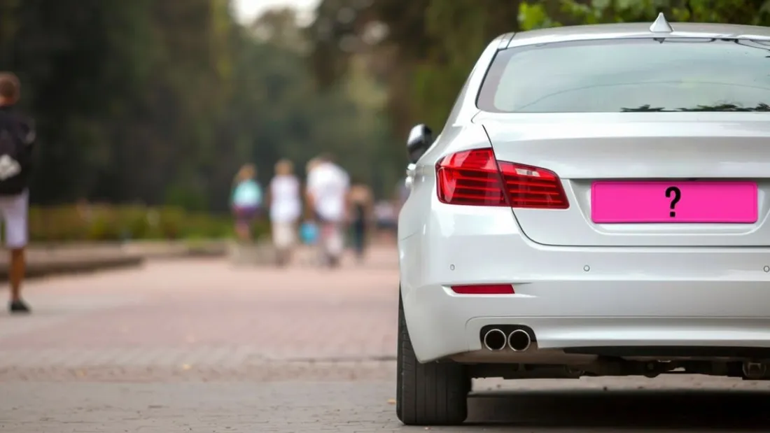 Voiture plaque rose 