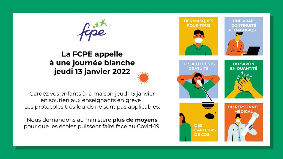 La FCPE appelle les parents à ne pas envoyer leurs enfants à l'école jeudi
