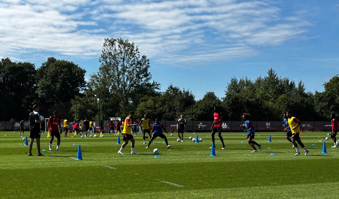 Les joueurs guingampais lors de l'entrainement. 