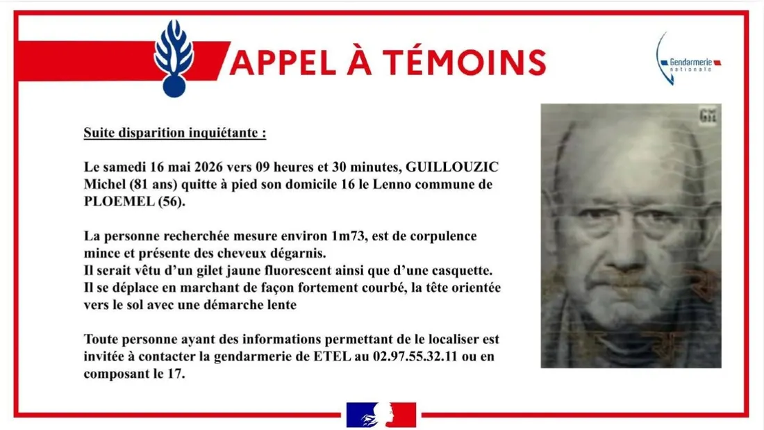 Michel Guillouzic, un habitant de Ploemel âgé de 81 ans reste toujours introuvable. 